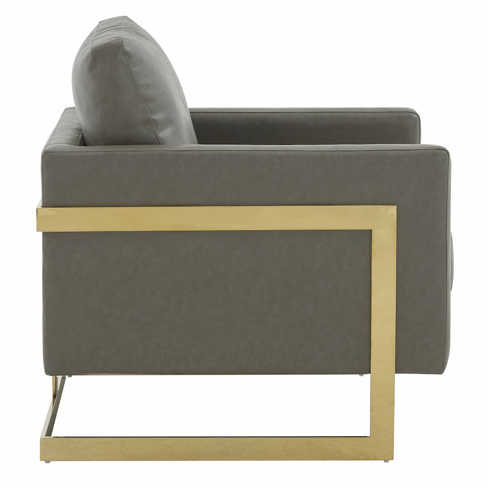 Lincoln Leather Accent Armchair With Gold Frame. Picture 7