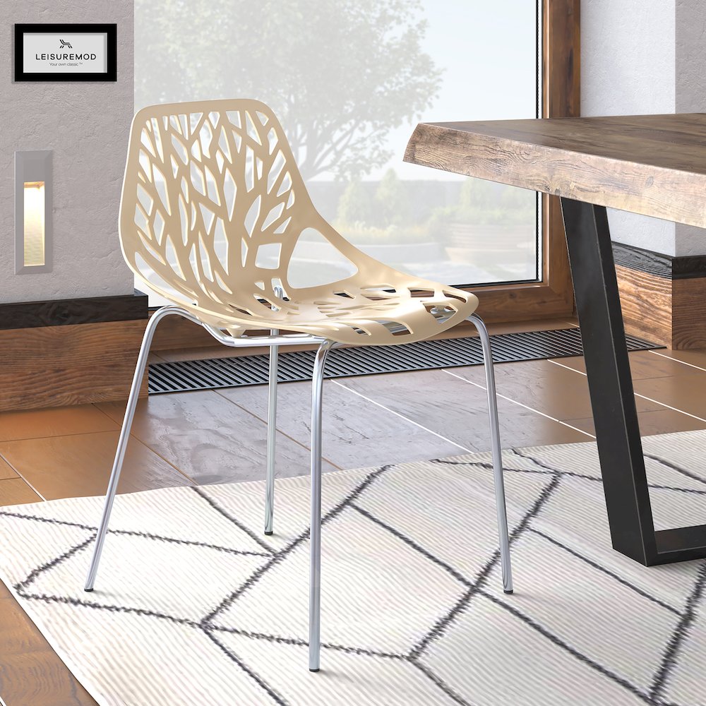 Modern Asbury Dining Chair w/ Chromed Legs. Picture 11