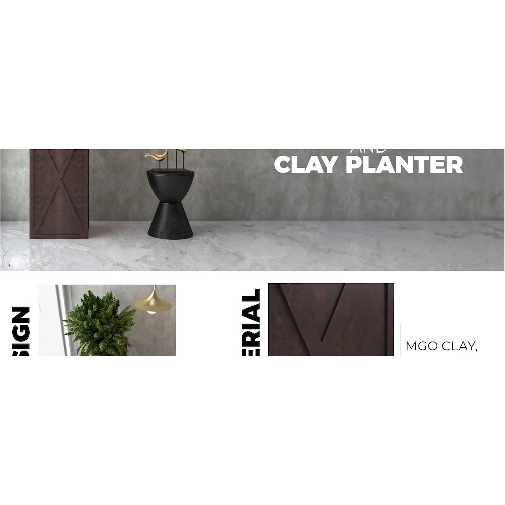 Papyrus Series Rectangle Fiber Stone Planter in Brown 14.2 x 14.2, 29 High. Picture 16