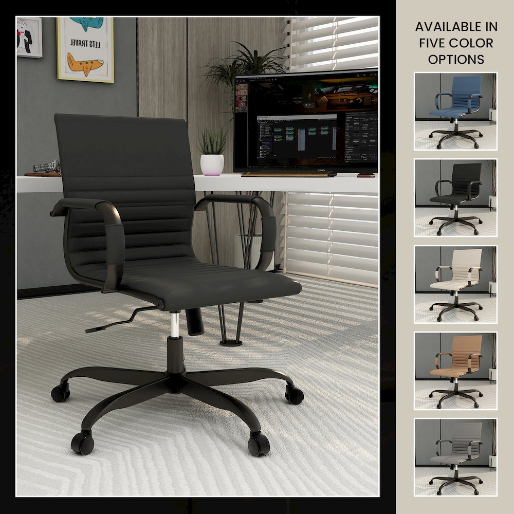 Harris Leather Home Office Chair With Black Frame in Black. Picture 21