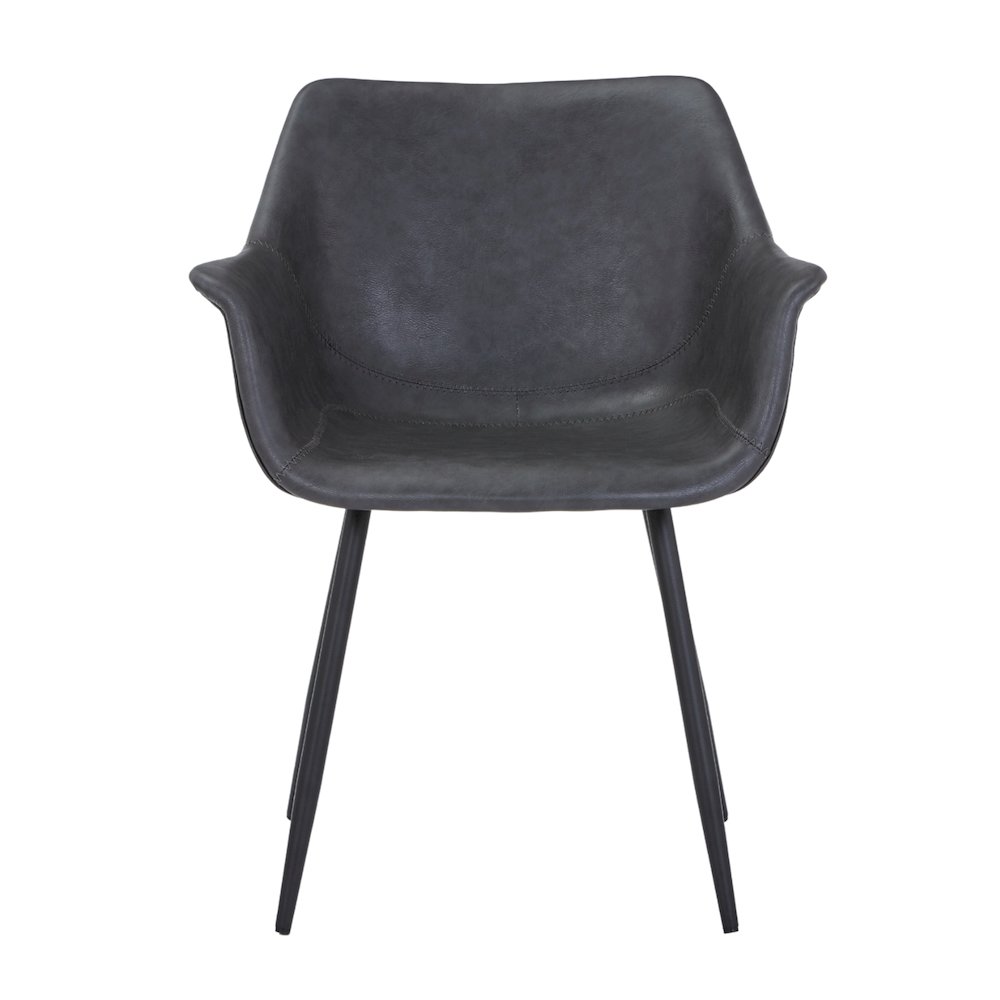 Markley Modern Leather Dining Arm Chair With Metal Legs. Picture 9