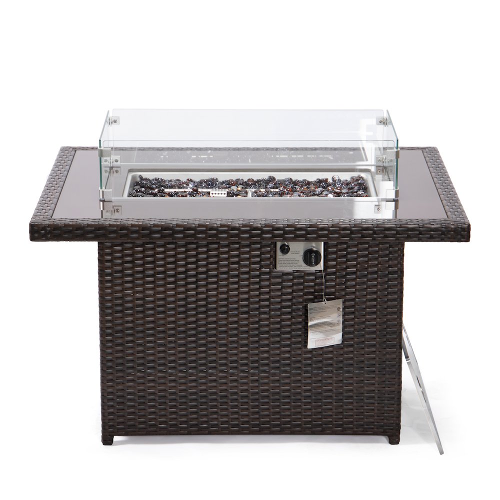 Mace Wicker Patio Modern Propane Fire Pit Table. Picture 14