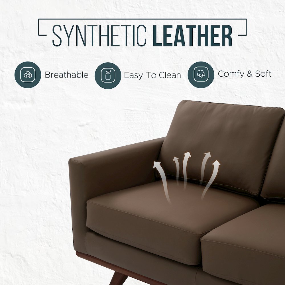 Chester Modern Faux Sofa in Taupe Leather. Picture 7