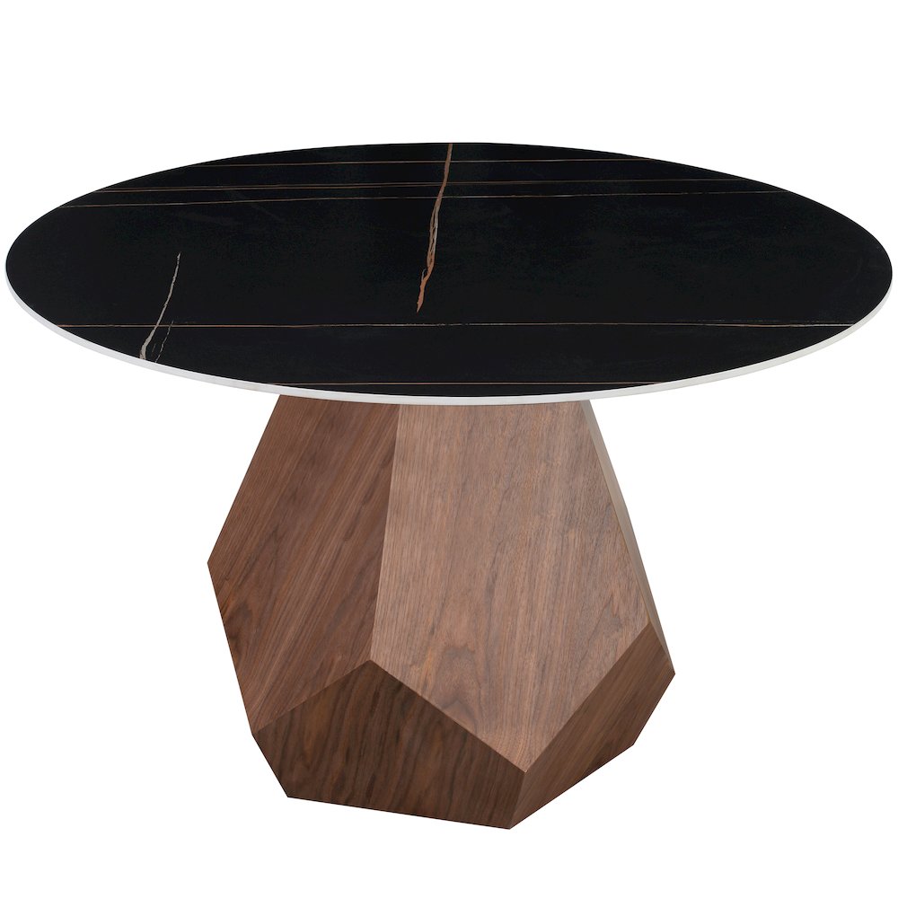 Nebo Modern Dining Table in Walnut Base with Black Sintered Stone  Top. Picture 6