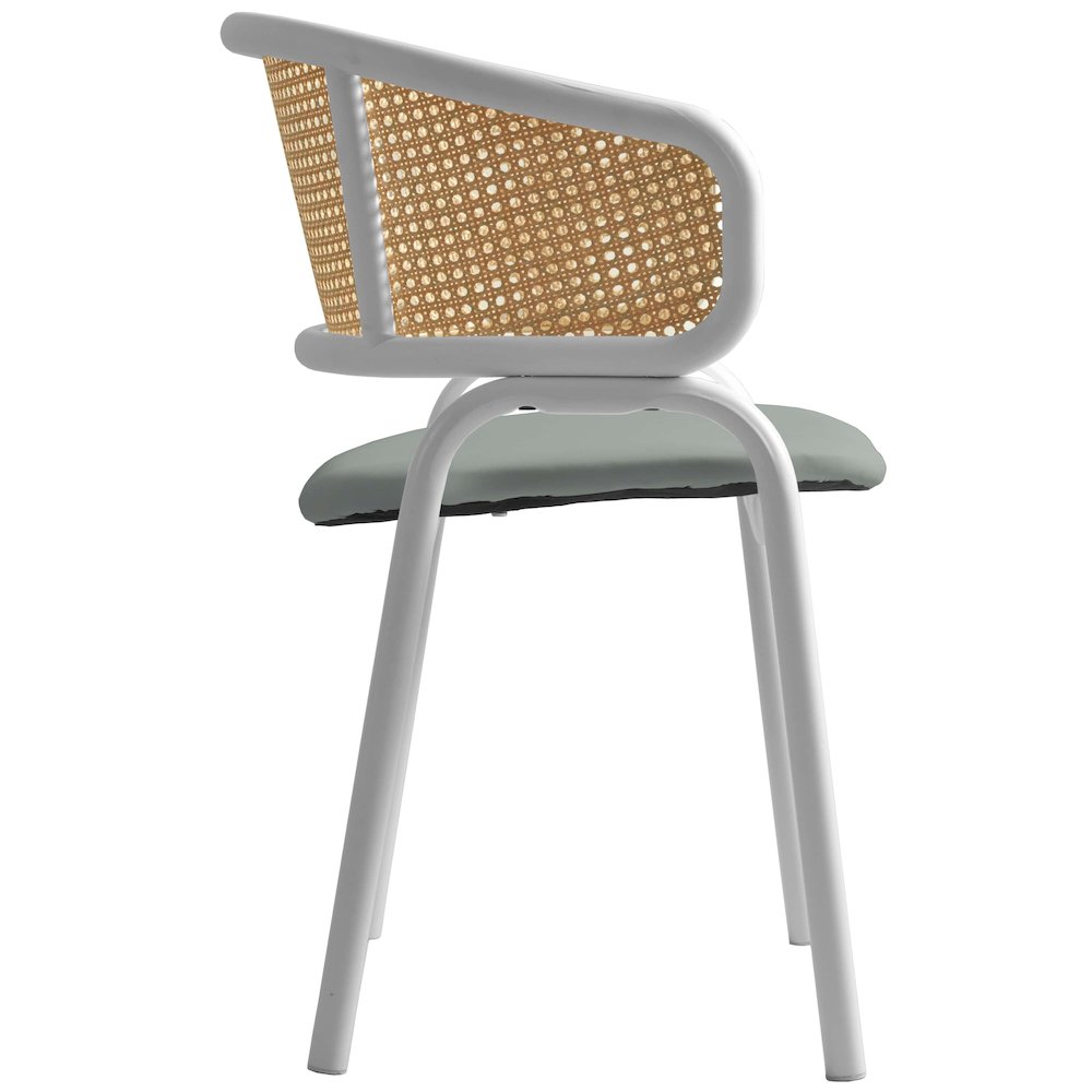 Ervilla - Dining Chair - White frame in Grey Leather Set of 2. Picture 9