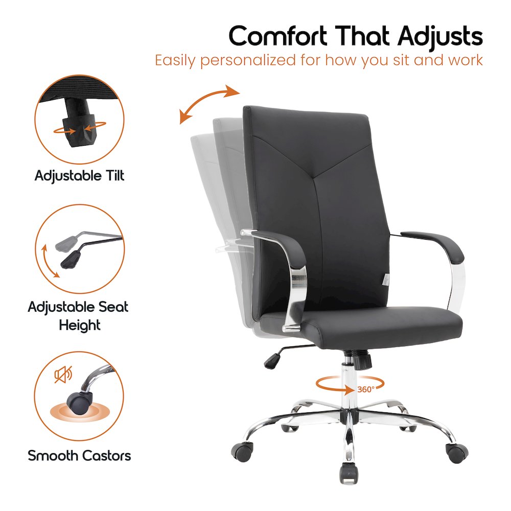 Sonora Modern High-Back Leather Office Chair. Picture 13
