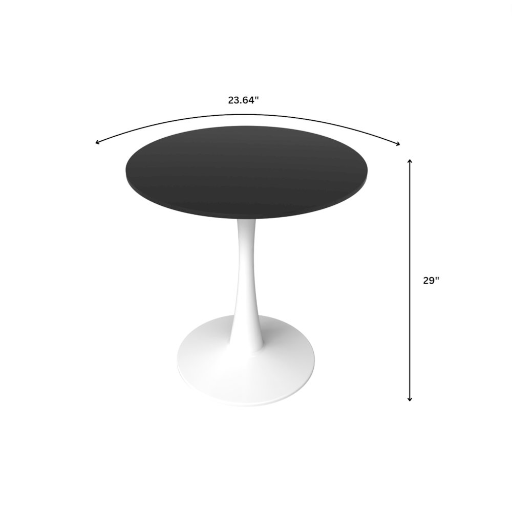 Leisyremod Bristol 24" Round Dining Table White base with Black top. Picture 18
