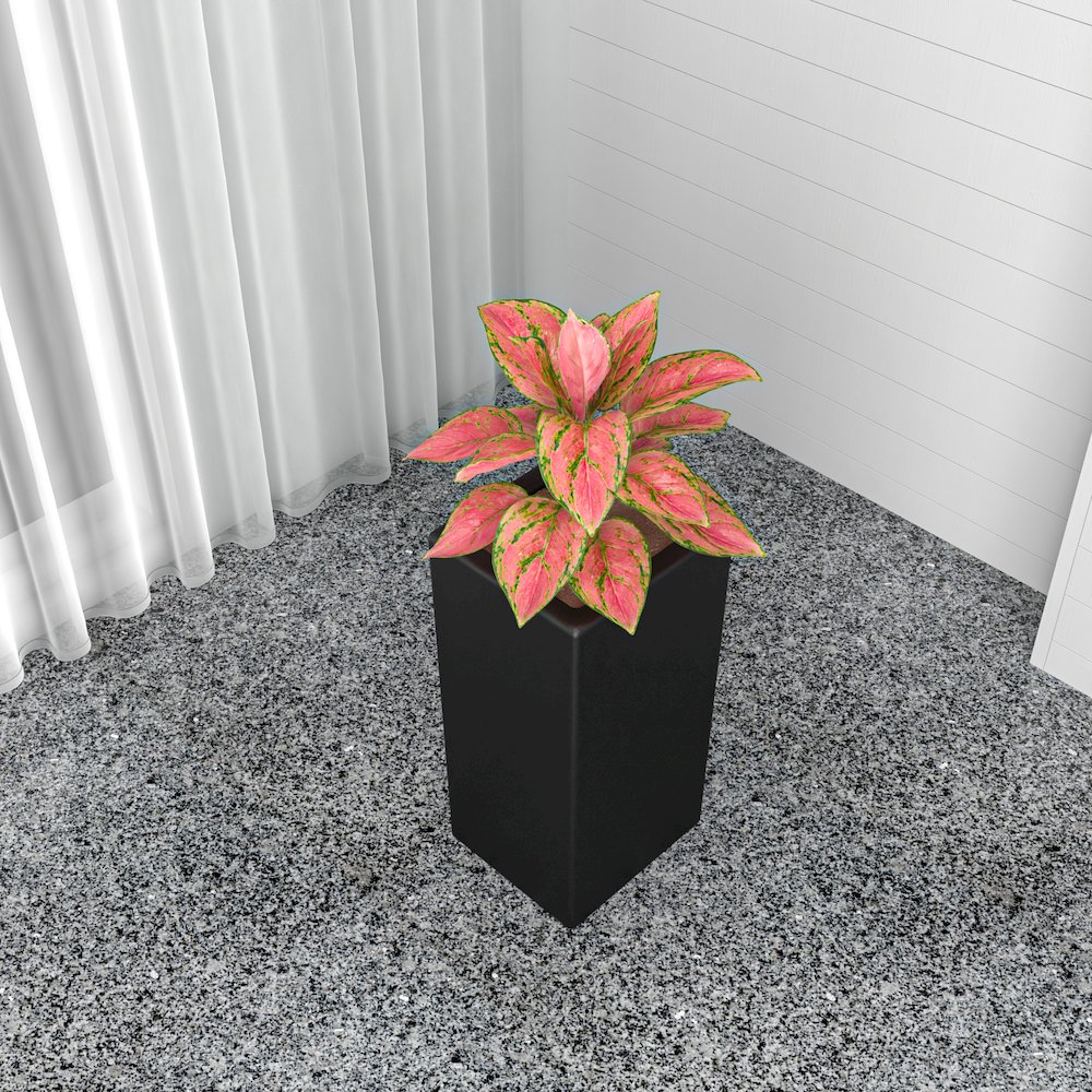 Terra Series Poly Stone Planter in Black 10.2" x 10.2" 23.6" High. Picture 7