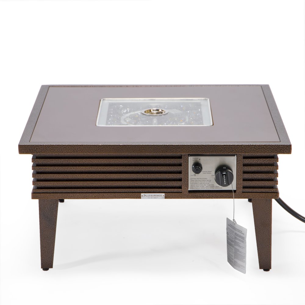 Walbrooke Outdoor Patio Aluminum Square Slats Design Fire Pit Side Table. Picture 6