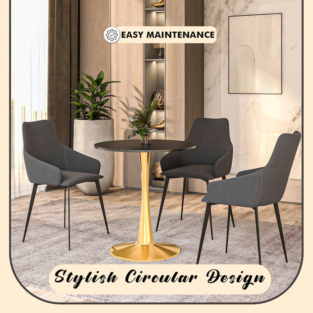 Bristol 27" round dining table Gold Base With Black Top. Picture 19