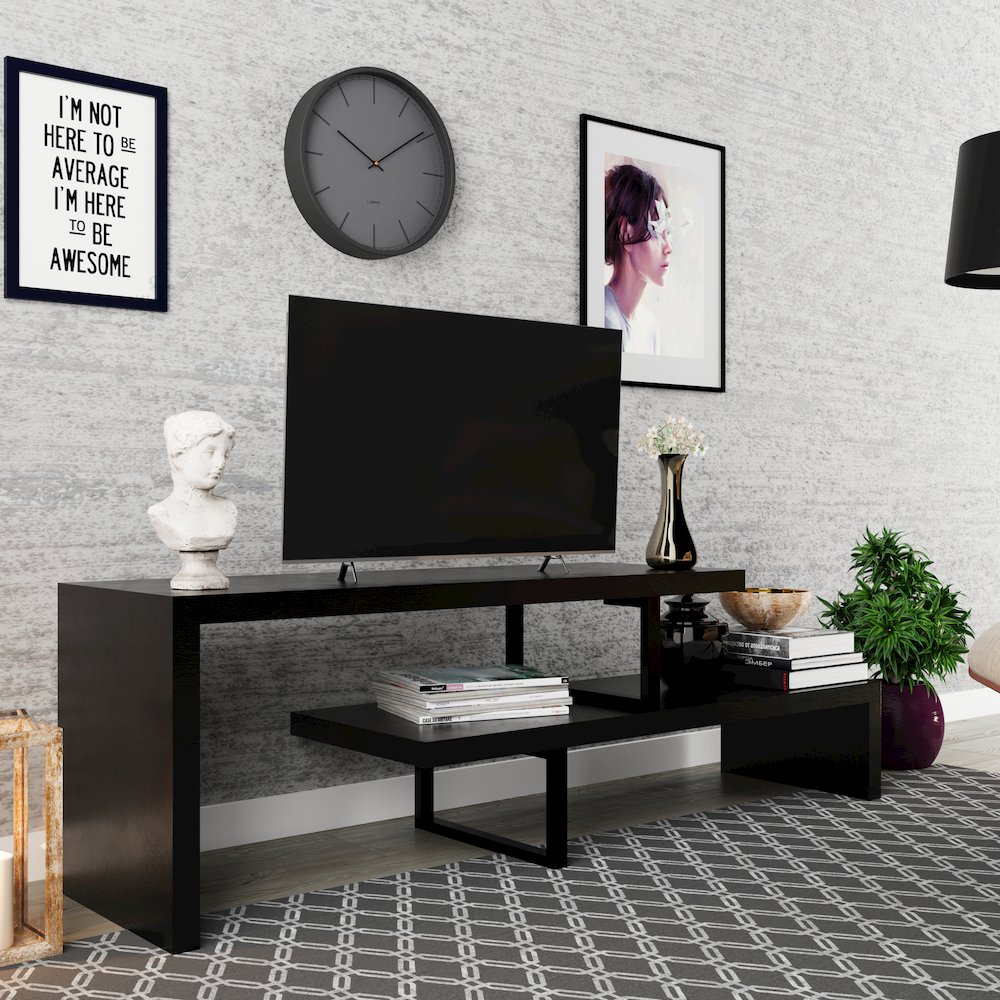 Orford Mid-Century Modern TV Stand in Ebony. Picture 8