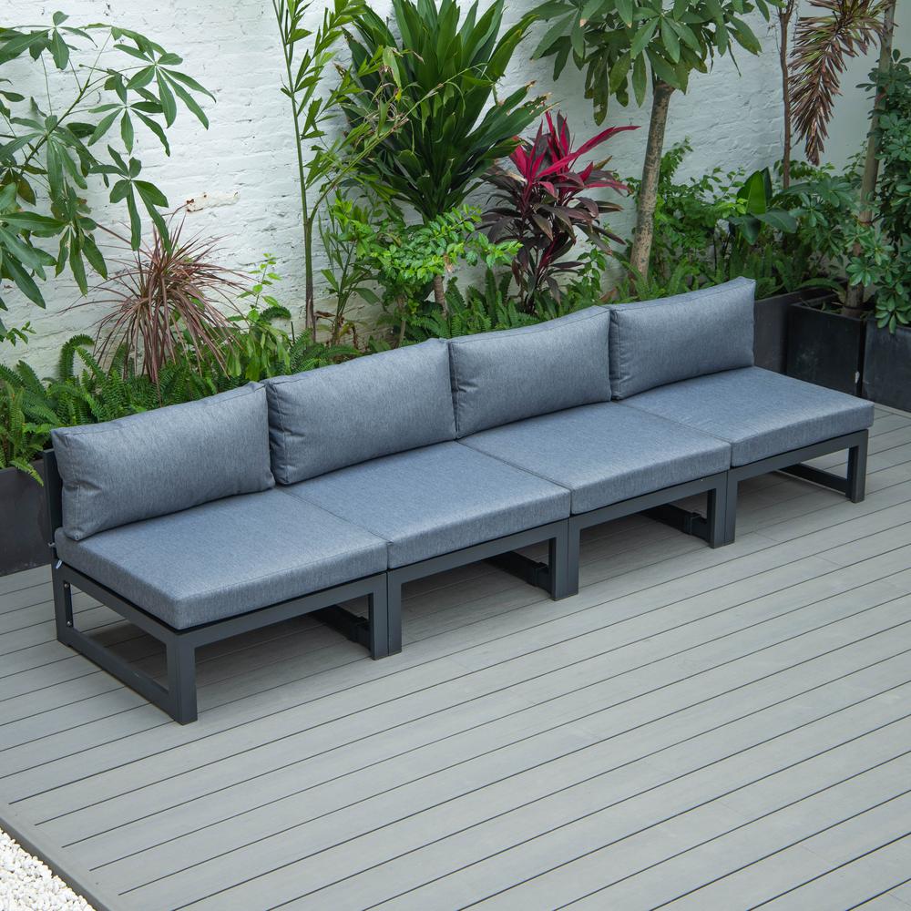 Chelsea 4-Piece Middle Patio Chairs Black Aluminum With Cushions. Picture 3