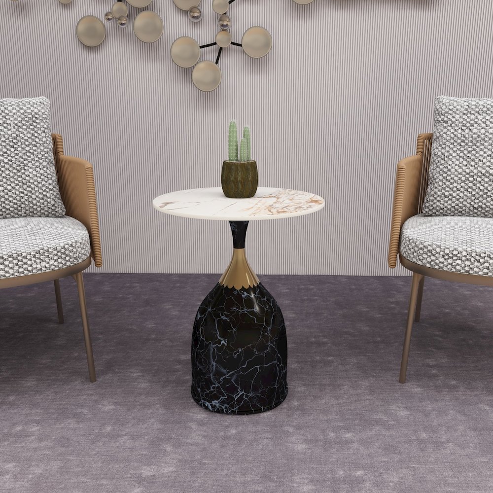 Oslo Collection Modern End Table In Stone Black. Picture 29