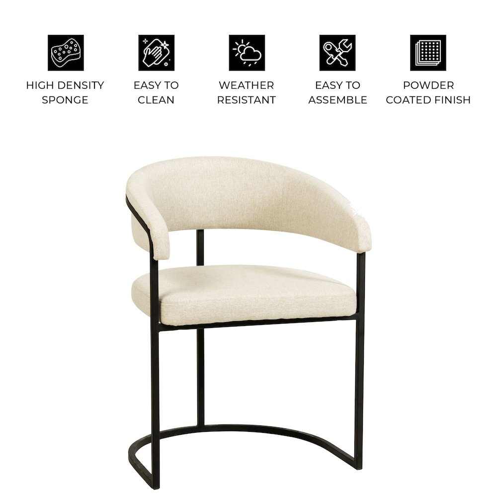 Aero Collection Modern Dining Chair in Oatmeal Set of 2. Picture 3