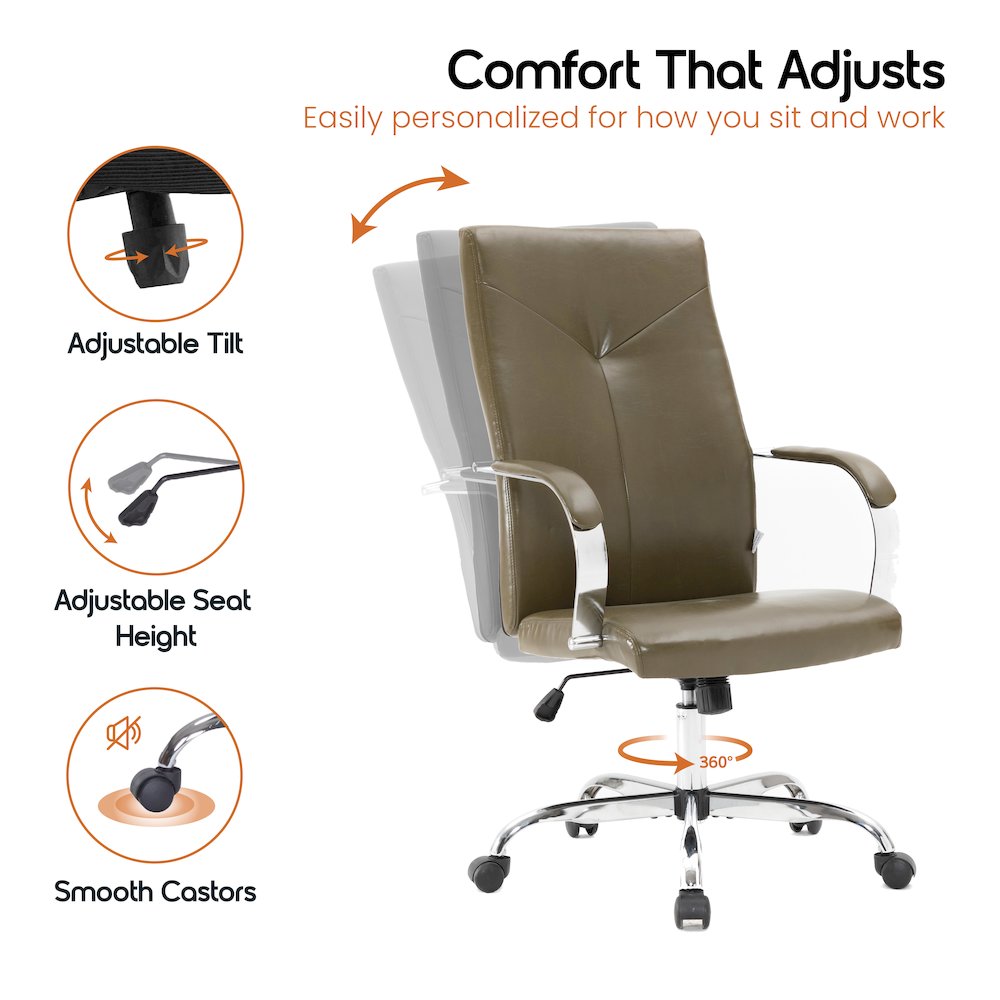 Sonora Modern High-Back Leather Office Chair. Picture 10