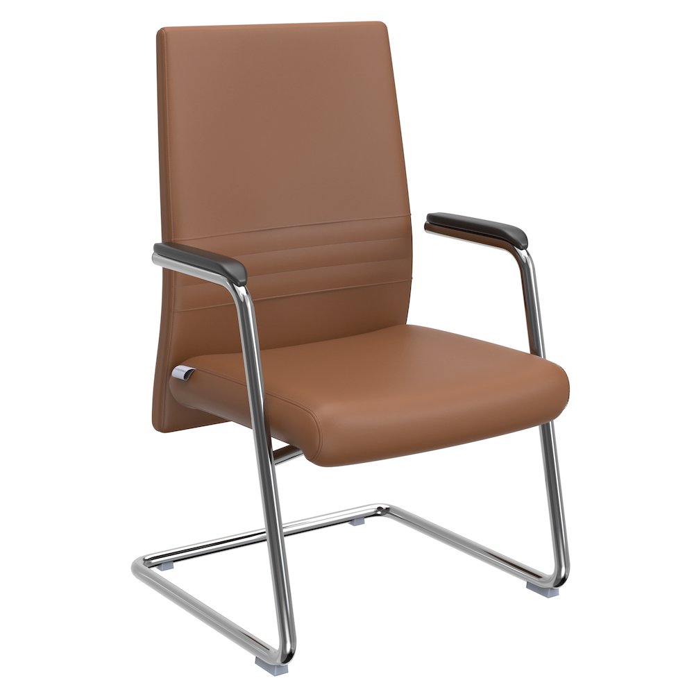 Aleen Series Guest Office Chair In Dark Brown Leather. Picture 29