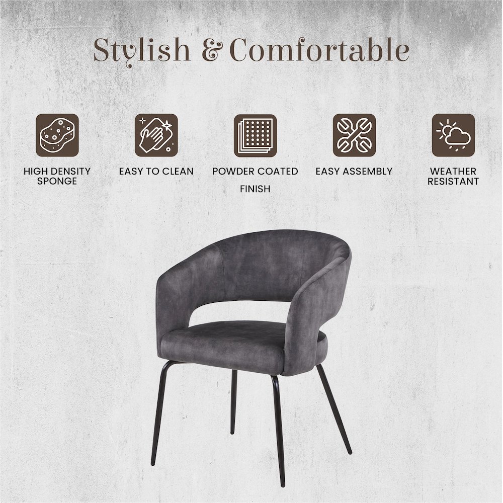 Gavin Series Modern Chair Black Frame in Charcoal Set of 4. Picture 8