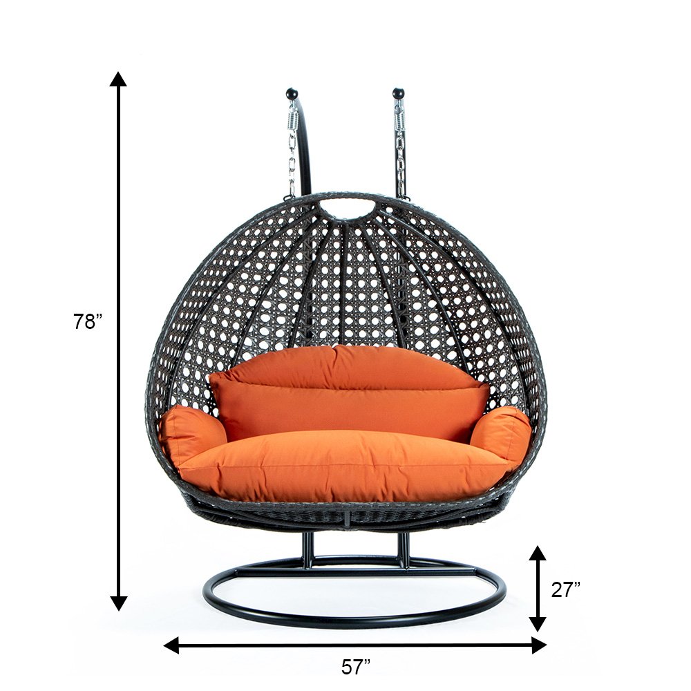 Charcoal Wicker Hanging 2 person Egg Swing Chair. Picture 12