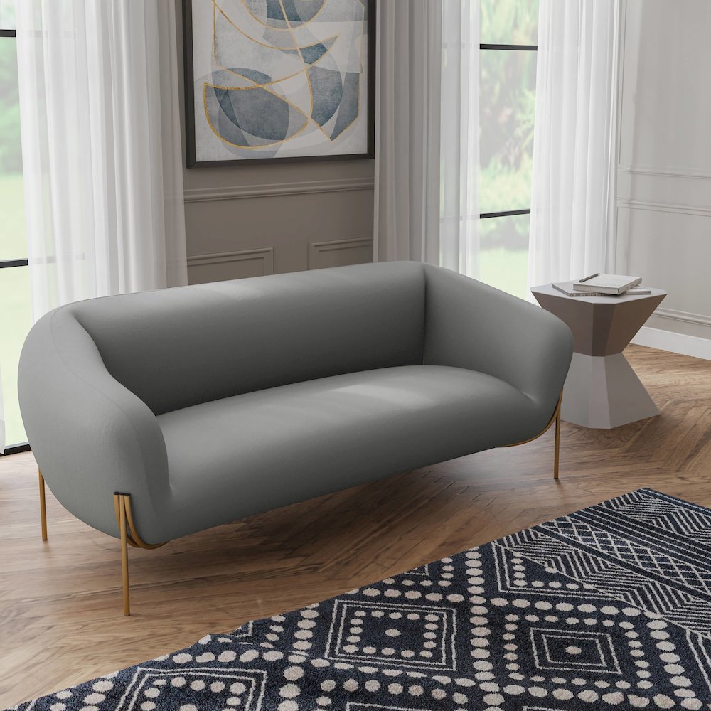 Zuno Three-Seater Sofa Upholstered in Velvet Wide Couch. Picture 6