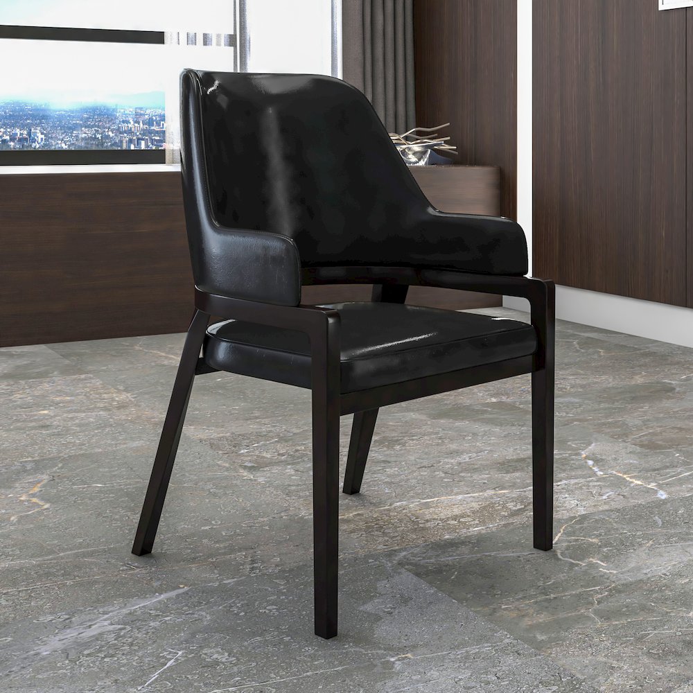 Ethora Collection Modern Wooden Dining Chair in Black. Picture 10