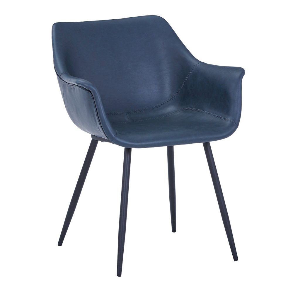 Markley Modern Leather Dining Arm Chair With Metal Legs. Picture 4