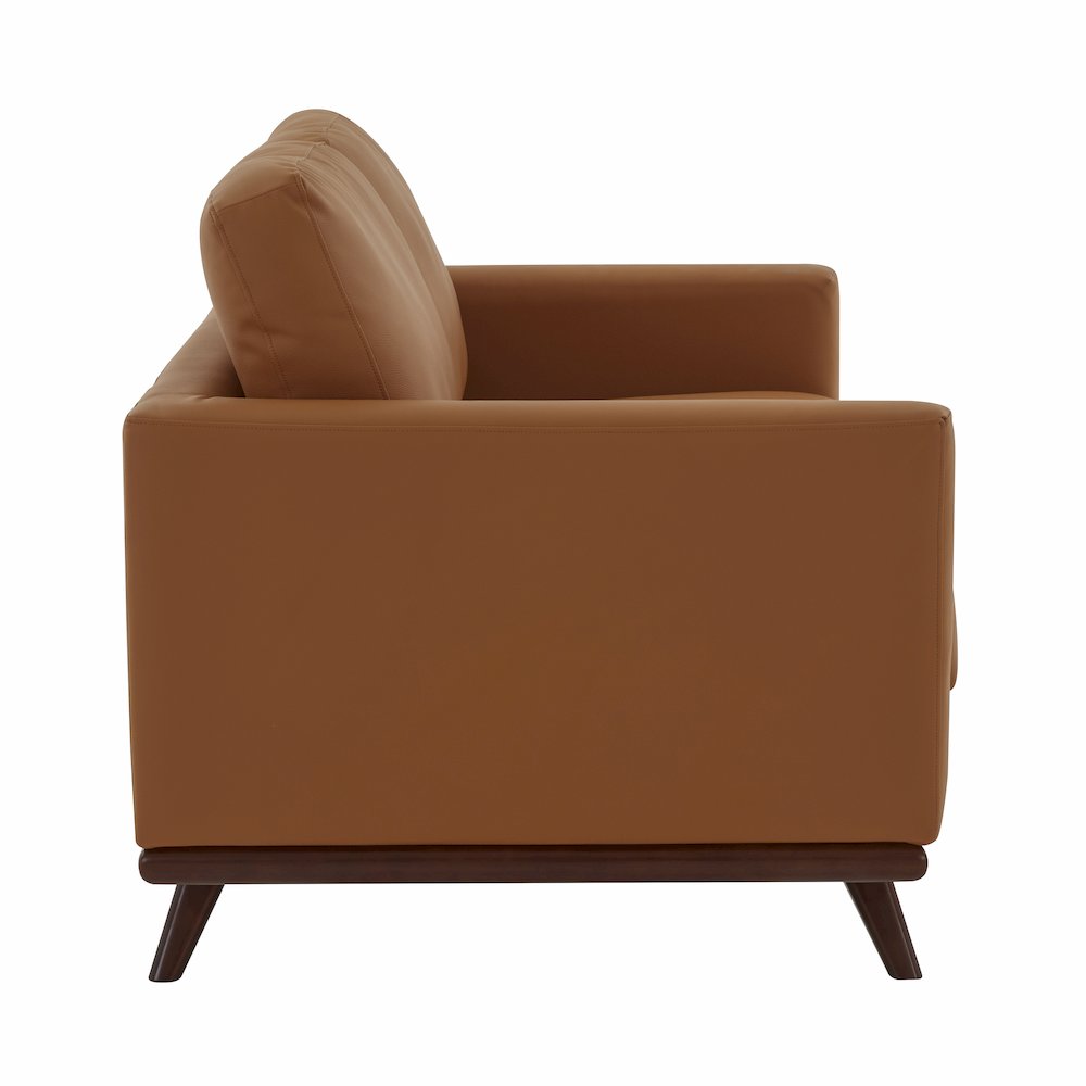 Chester Modern Leather Loveseat With Birch Wood Base. Picture 9