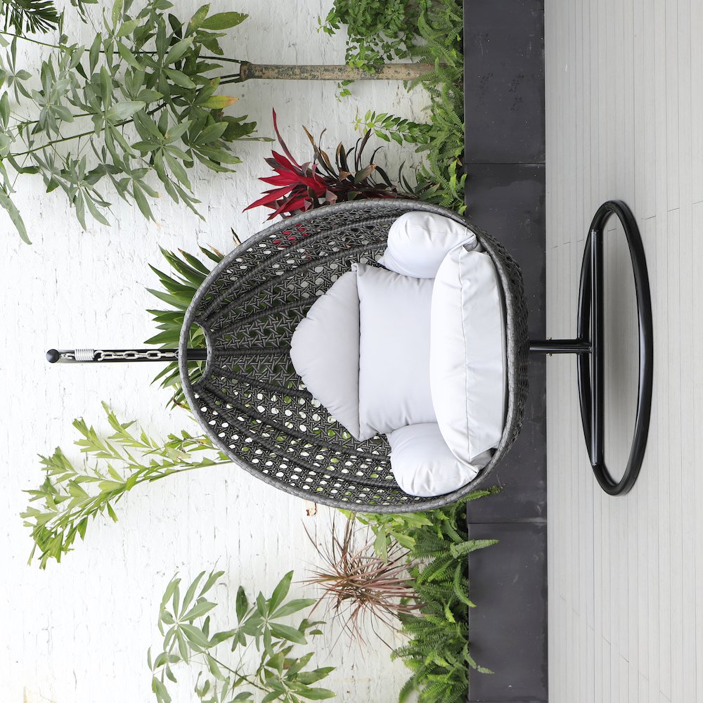 Charcoal Wicker Hanging Egg Swing Chair. Picture 8