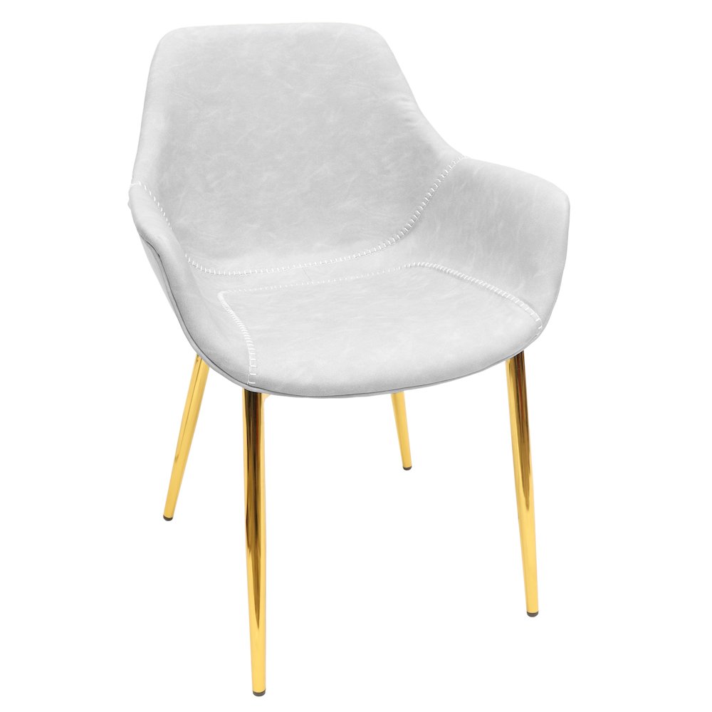 Markley Modern Leather Dining Arm Chair With Gold Metal Legs Set of 4. Picture 10
