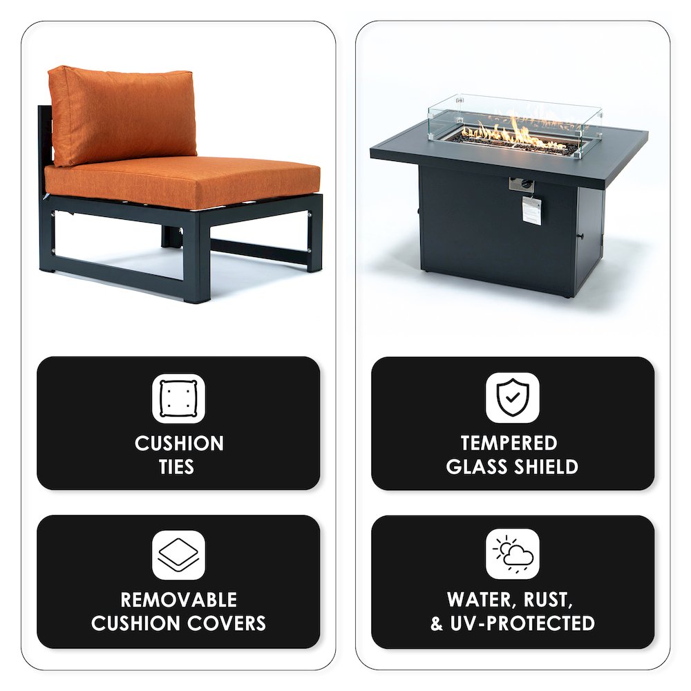 Chelsea 5-Piece Middle Patio Chairs and Fire Pit Table. Picture 2