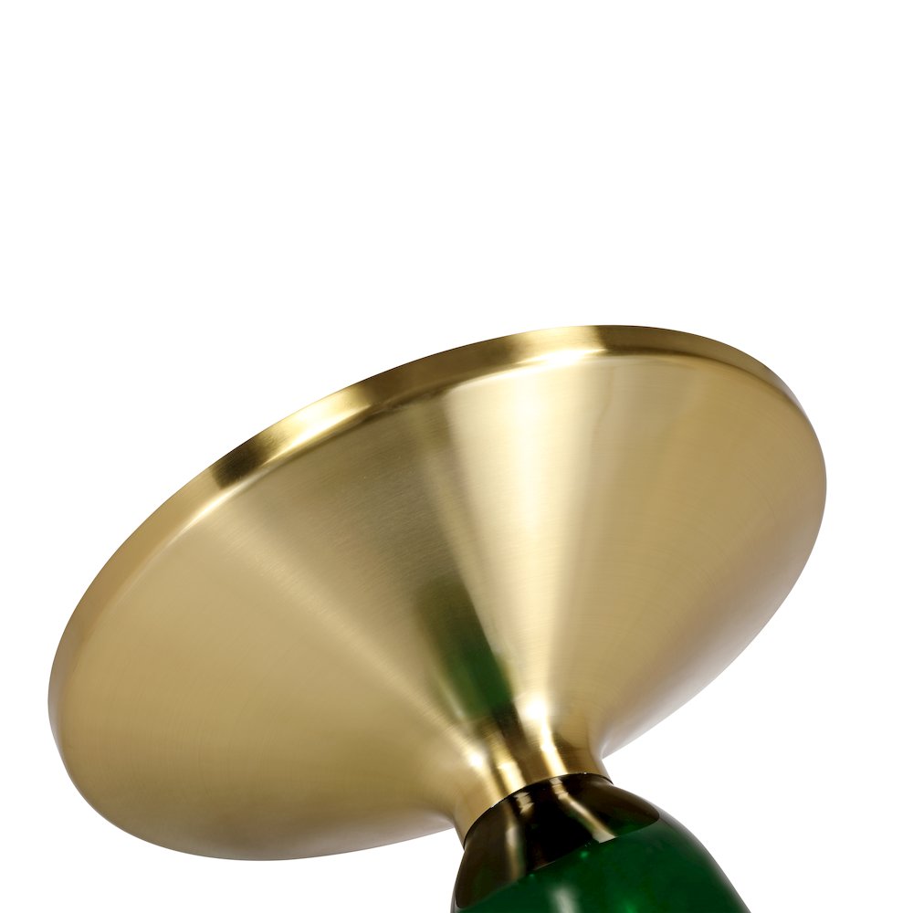 Tully Collection Glass side Table Green glass, Gold Rim with Black Glass top. Picture 17