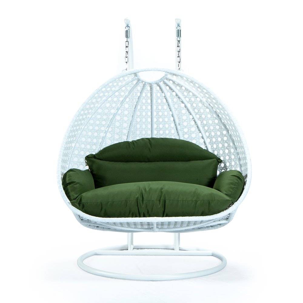 White Wicker Hanging 2 person Egg Swing Chair. Picture 2