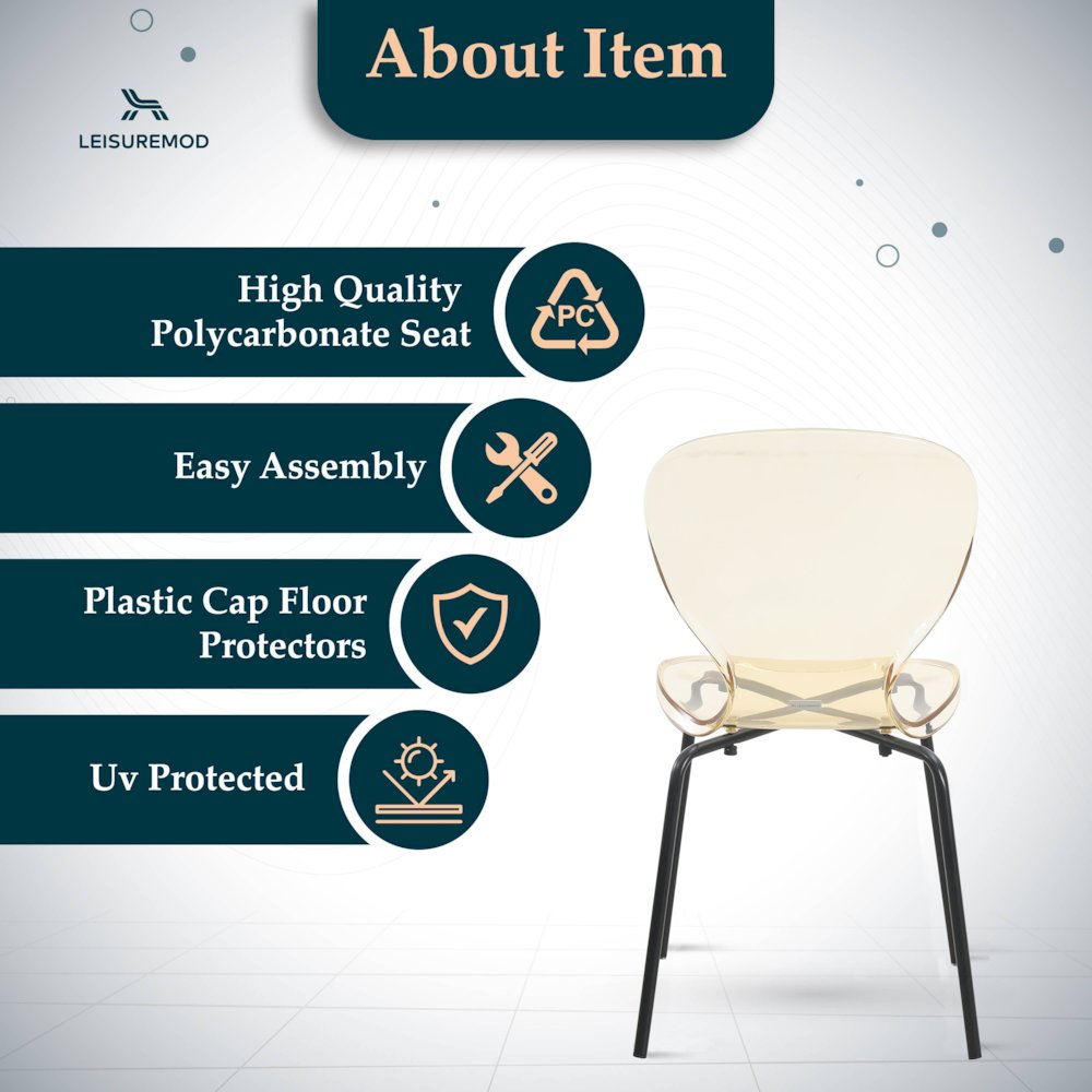 Modern Oyster Transparent Side Chair in Black Base. Picture 10