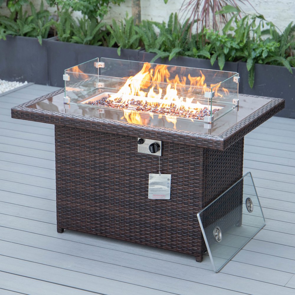 Mace Wicker Patio Modern Propane Fire Pit Table. Picture 2