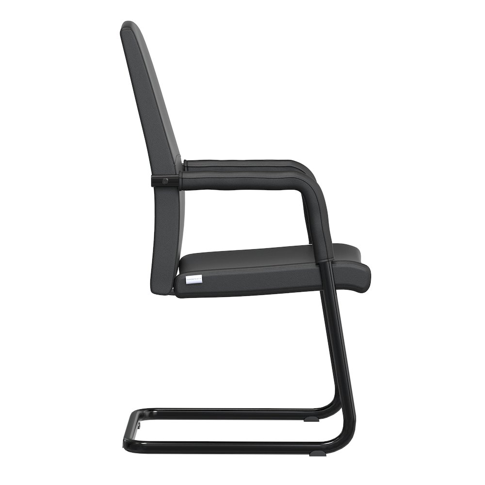 Evander Office Guest Chair in Black Leather. Picture 14