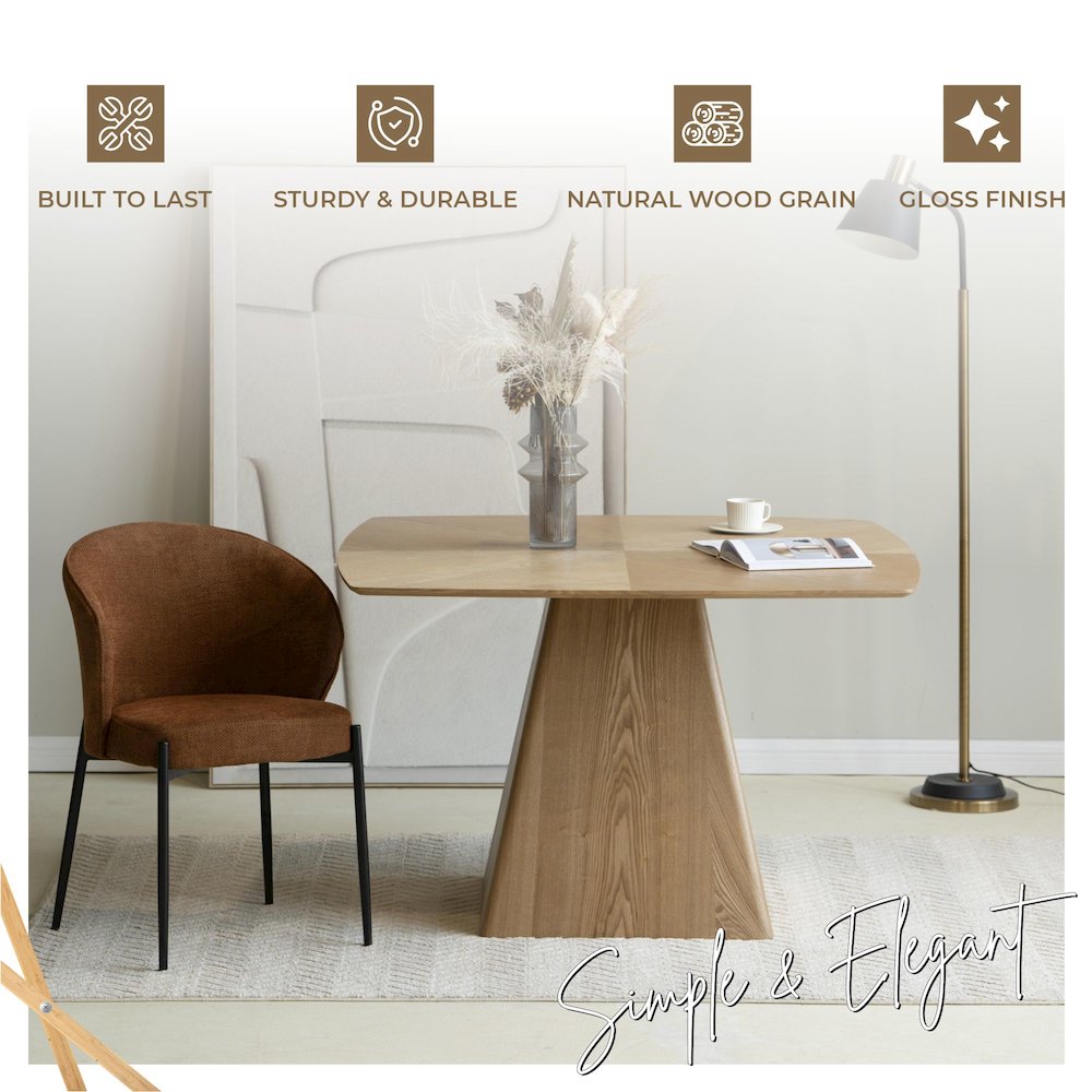 Zephry Collection Modern Dining Wooden Square Dining Table in Natural Wood. Picture 10