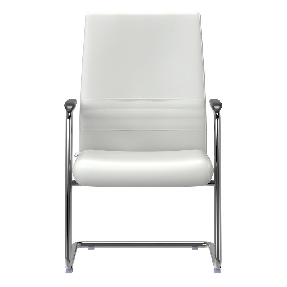 Aleen Series Guest Office Chair In White Leather. Picture 23
