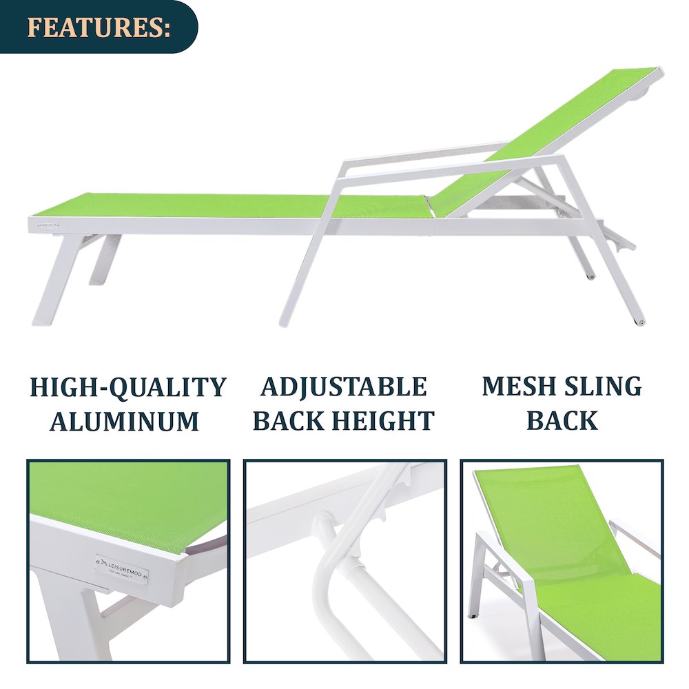 Marlin Modern White Aluminum Outdoor Patio Chaise Lounge Chair. Picture 1