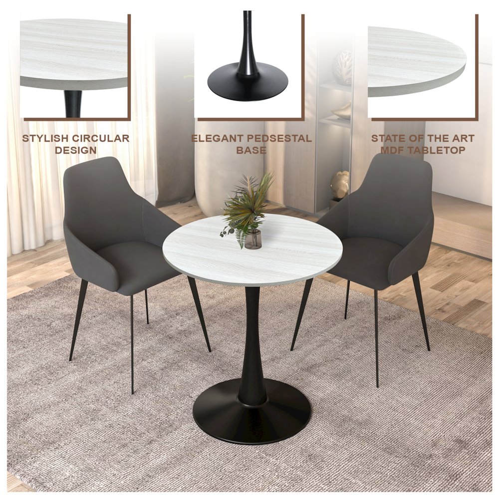 Bristol Dining table, Black Base with 27 Round Light Natural MDF top. Picture 10
