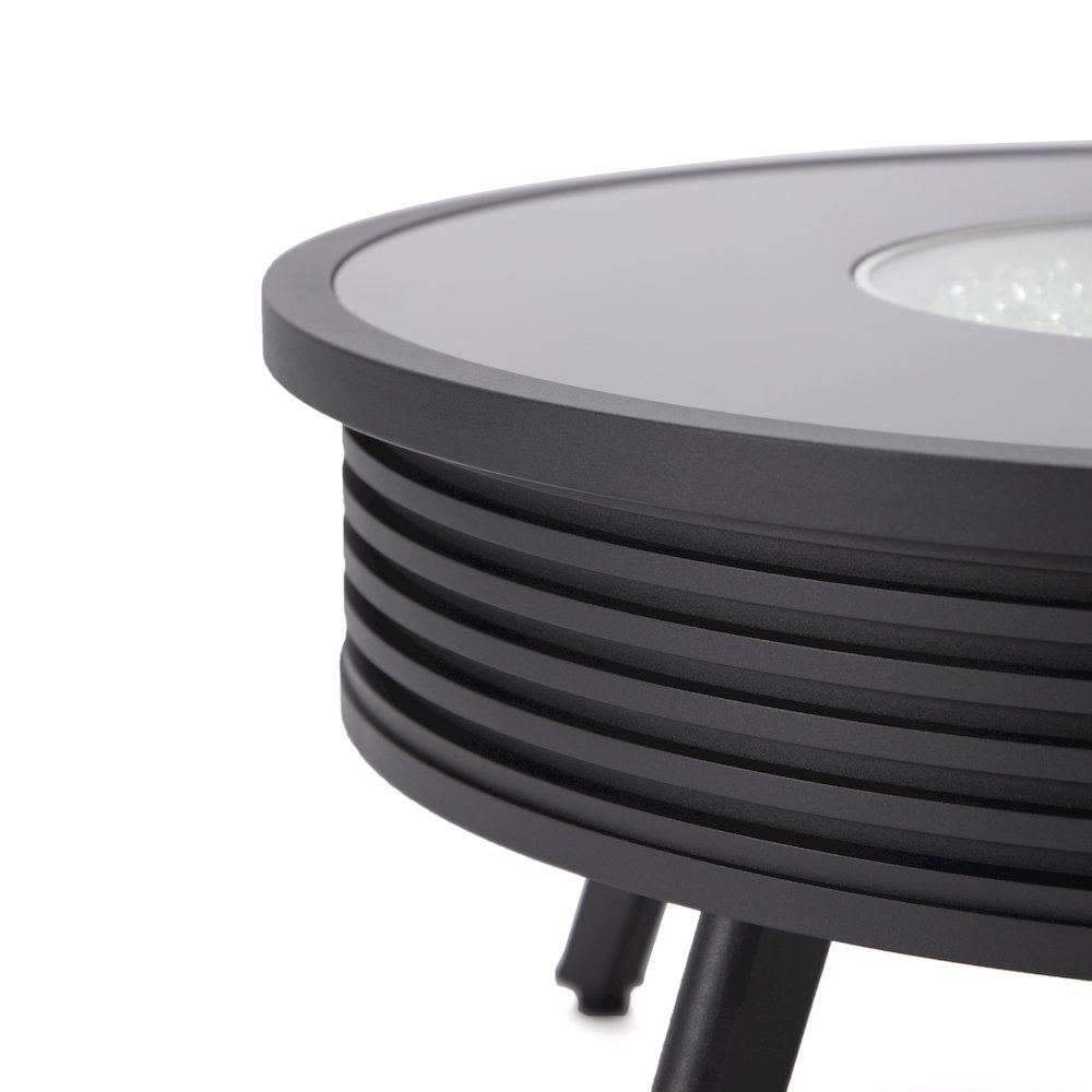 Walbrooke Outdoor Patio Aluminum Round Slats Design Fire Pit Side Table. Picture 11