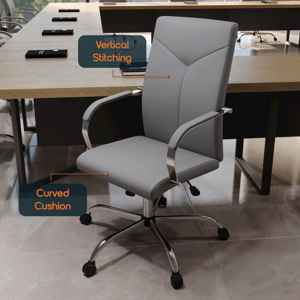 Sonora Modern High-Back Leather Office Chair. Picture 11