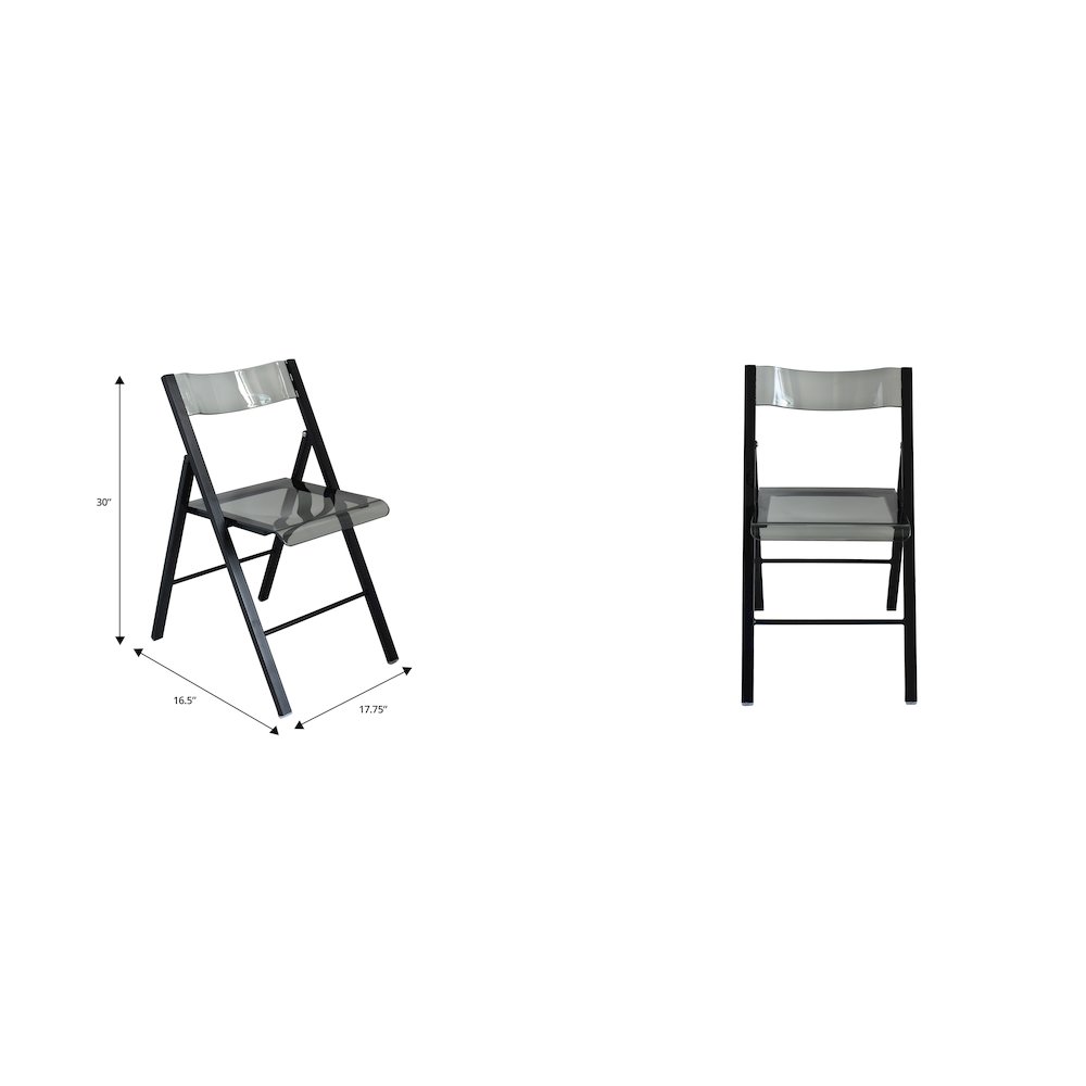 Menno Modern Acrylic Folding Chair Black Frame With Trans Black Seat. Picture 13