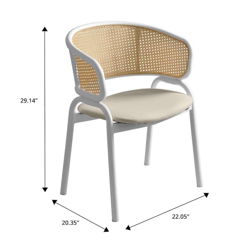 Ervilla - Dining Chair - White frame in White Leather Set of 4. Picture 1