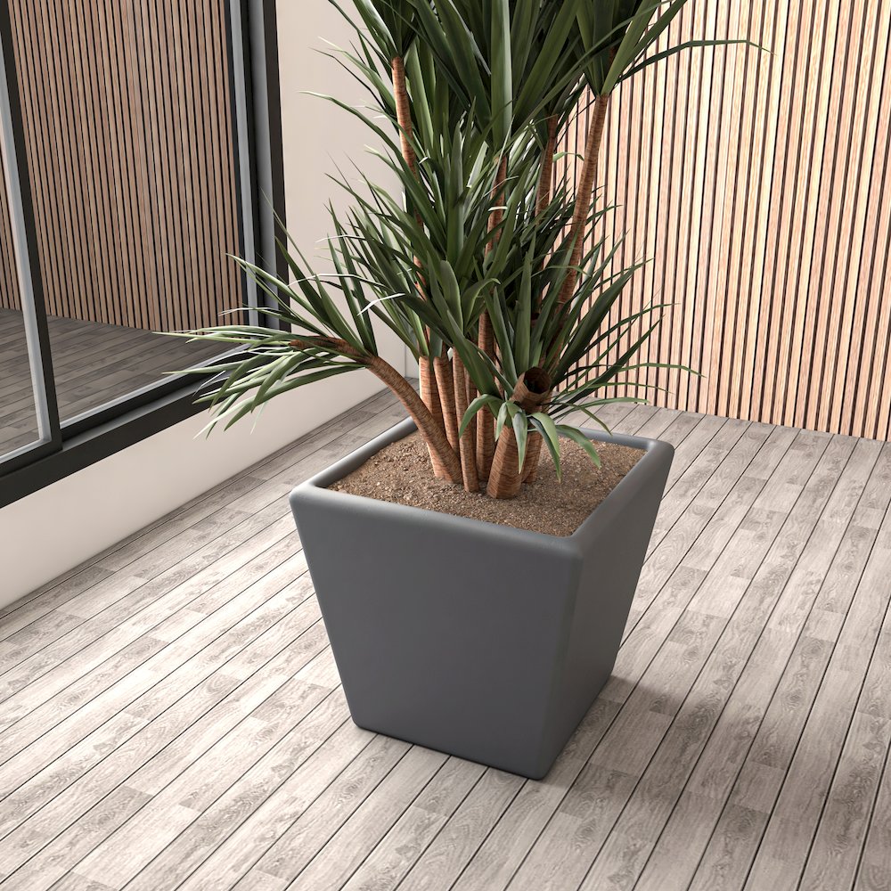 Blossom Series Poly Stone Planter in Dark Grey 17 Dia, 16 High. Picture 11