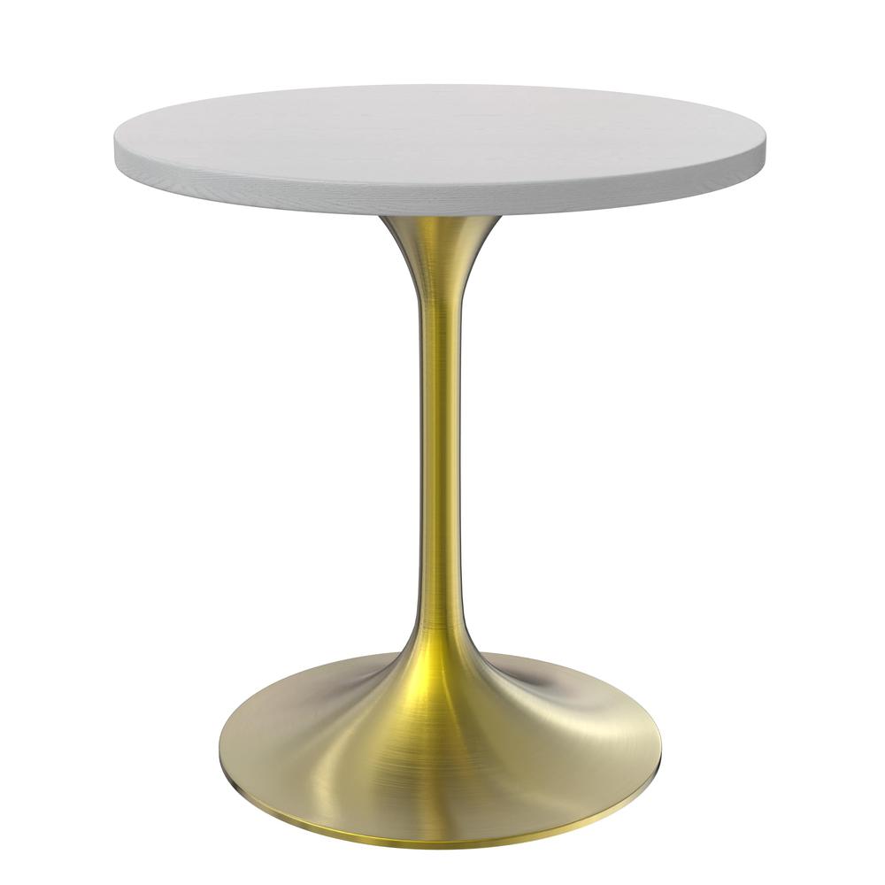 Verve 27" Round Dining Table, Brushed Gold Base with Light Natural Wood MDF Top. Picture 3