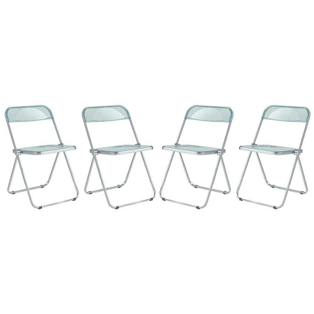 Lawrence Acrylic Folding Chair With Metal Frame, Set of 4. Picture 7