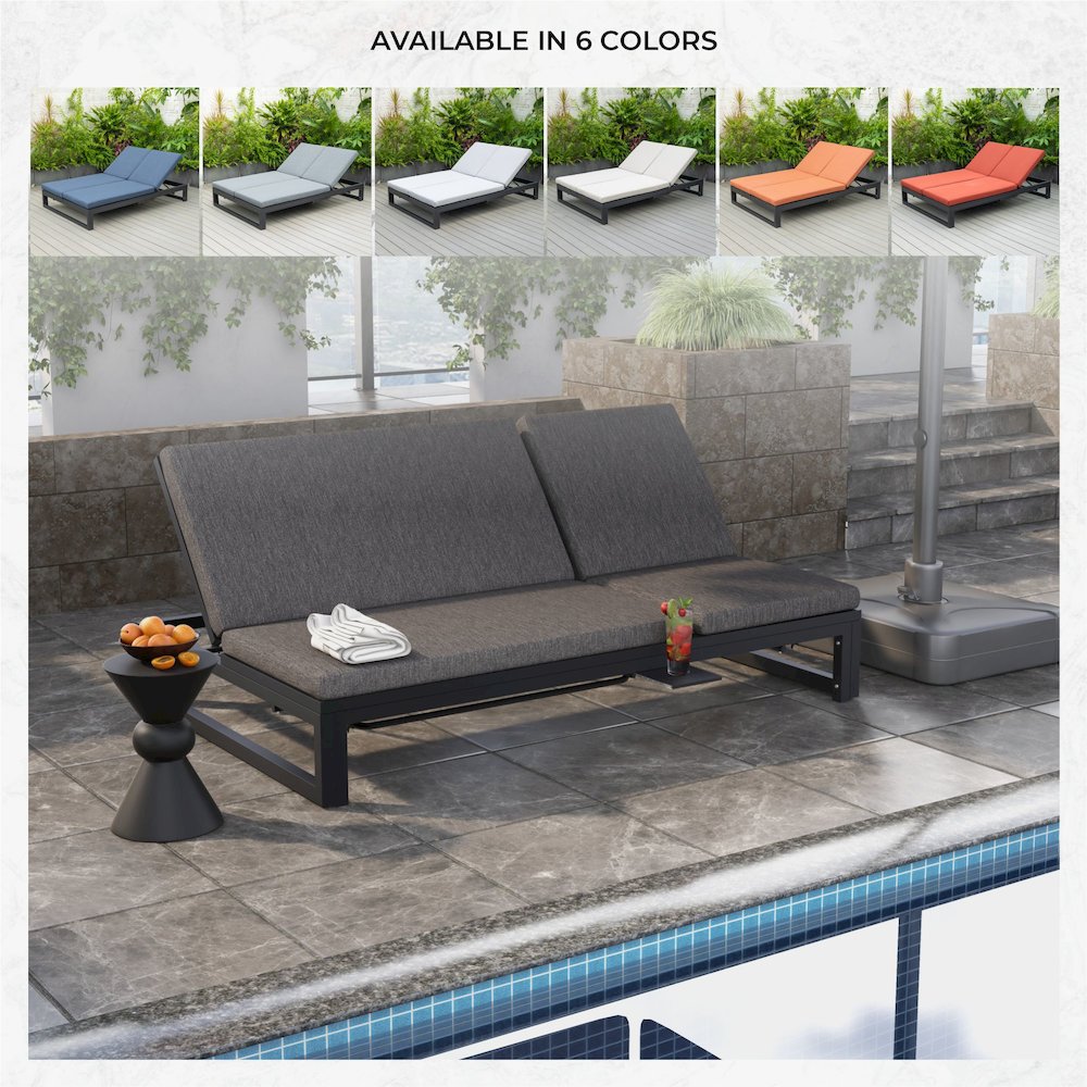 Chelsea Convertible Lounge Reclining Double Chaise With Cushions. Picture 4