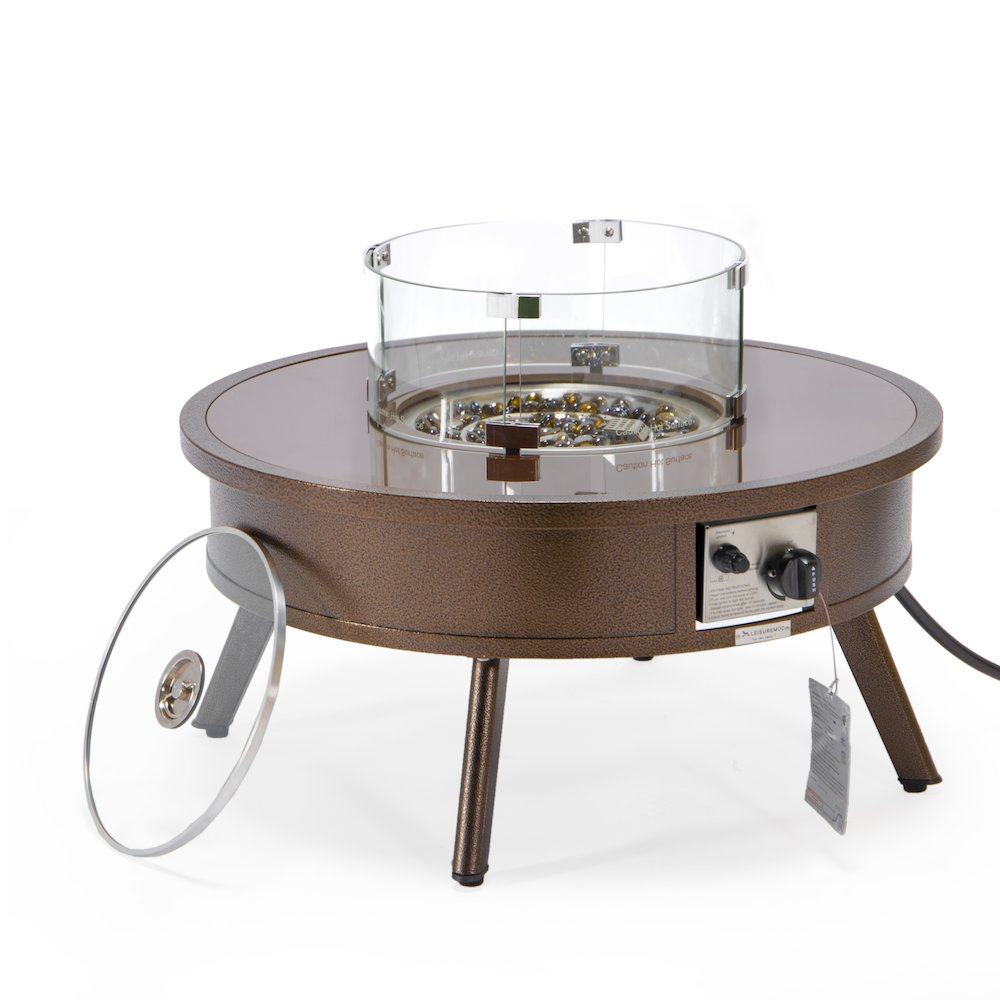 Walbrooke Outdoor Patio Aluminum Round Fire Pit Side Table. Picture 1