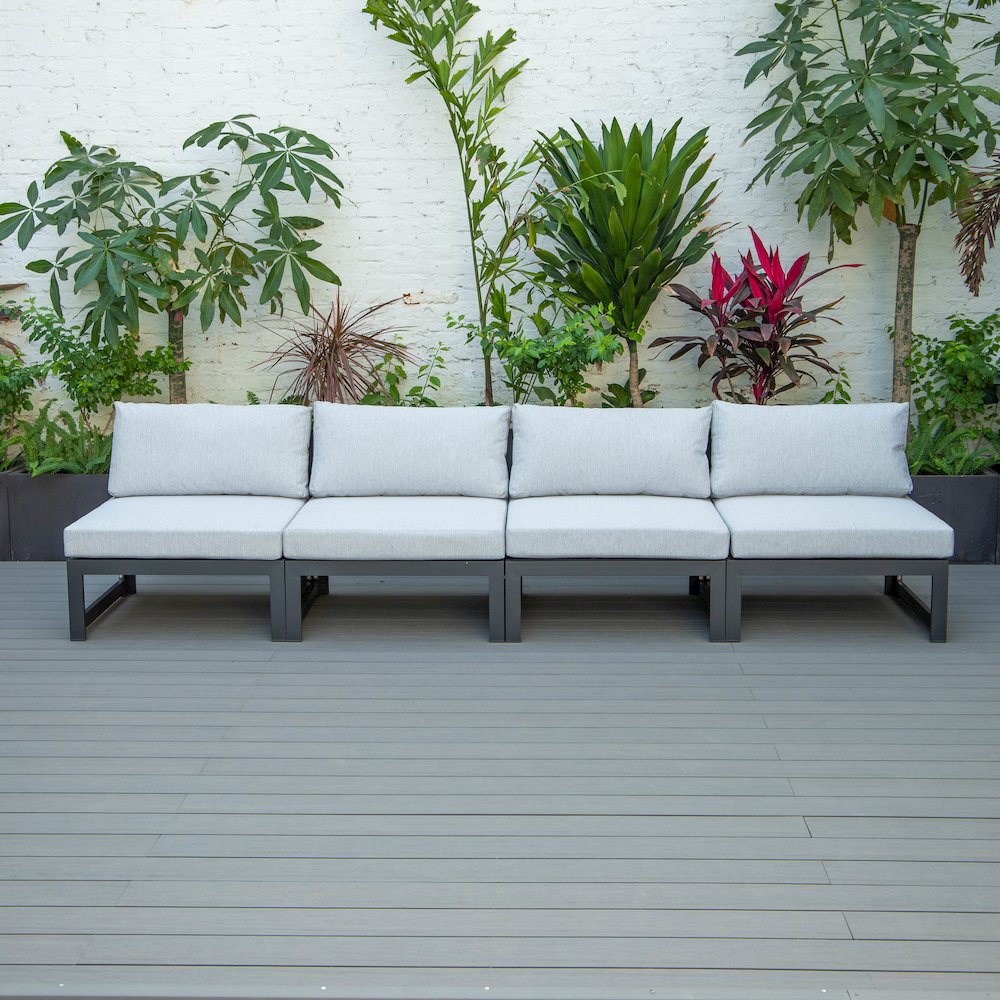Chelsea 4-Piece Middle Patio Chairs Black Aluminum With Cushions. Picture 9