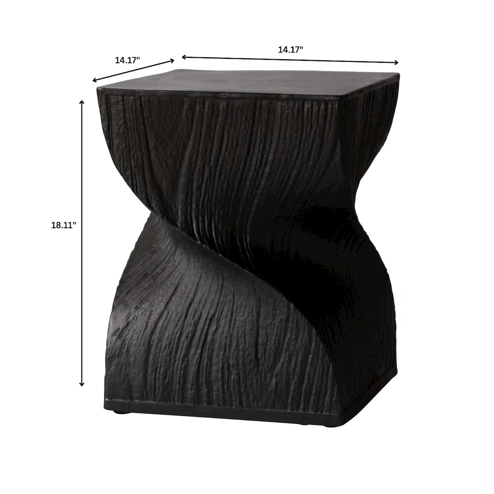 Onyx Collection Fiberglass Outdoor Side Table in Black. Picture 24