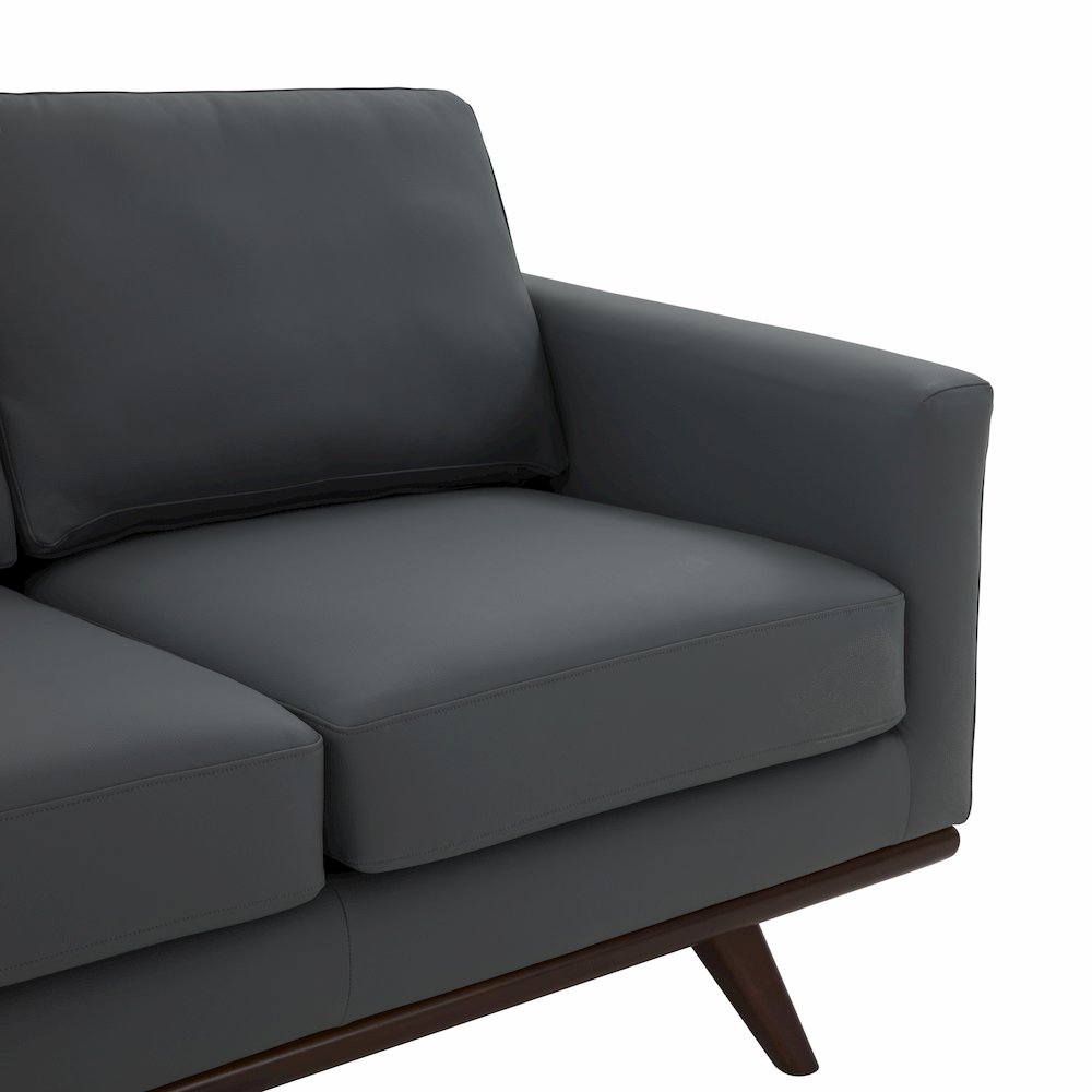Chester Modern Leather Loveseat With Birch Wood Base. Picture 12